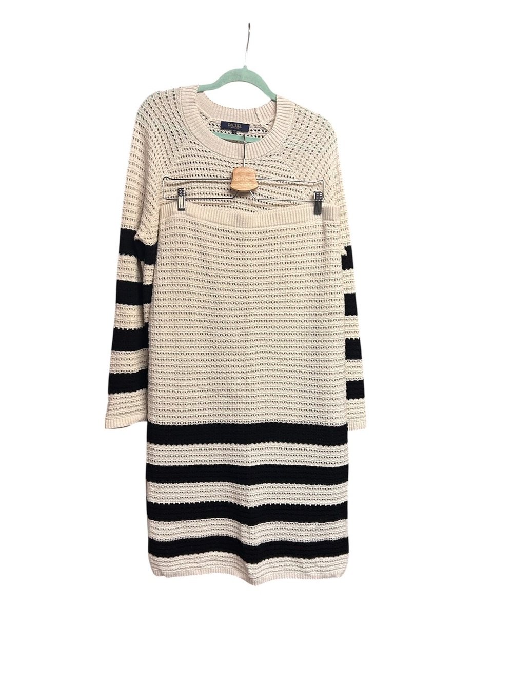 RACHEL Rachel Roy Cream and Black Striped Sweater and Skirt Set